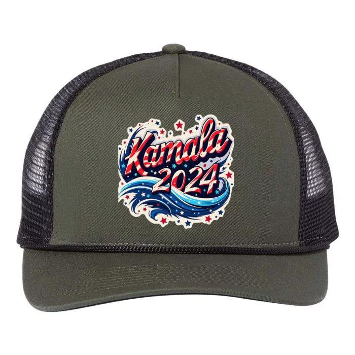 Kamala Harris 2024 Dynamic Patriotic Design For Election Retro Rope Trucker Hat Cap