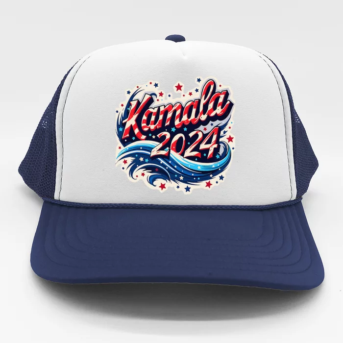 Kamala Harris 2024 Dynamic Patriotic Design For Election Trucker Hat