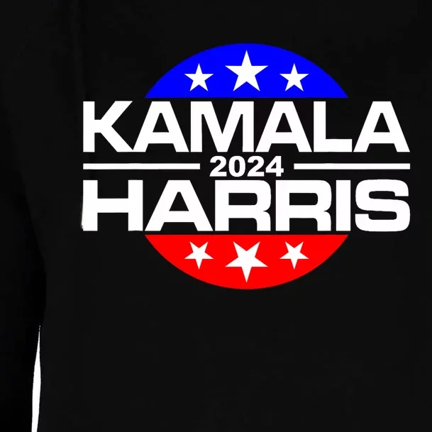 Kamala Harris 2024 For President Campaign Button Style Womens Funnel Neck Pullover Hood