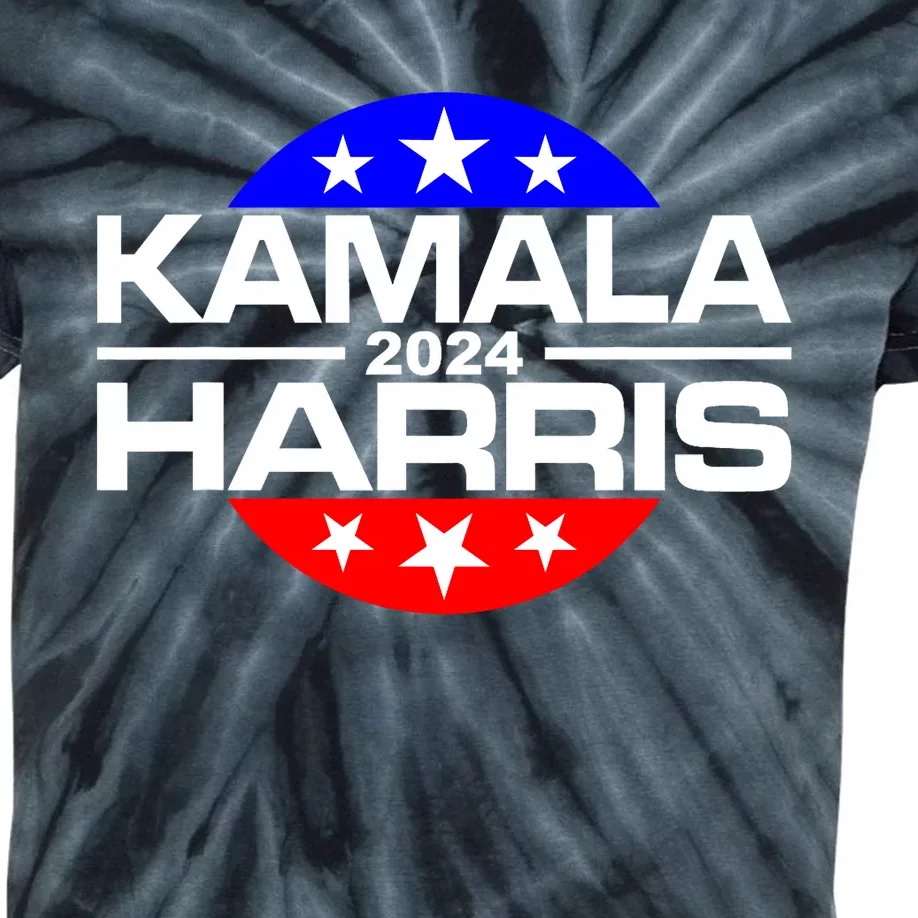 Kamala Harris 2024 For President Campaign Button Style Kids Tie-Dye T-Shirt