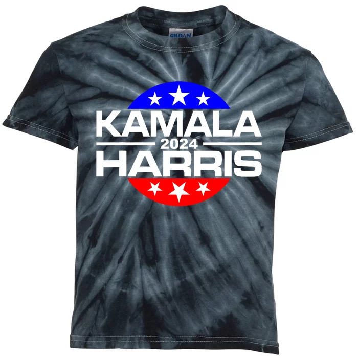 Kamala Harris 2024 For President Campaign Button Style Kids Tie-Dye T-Shirt