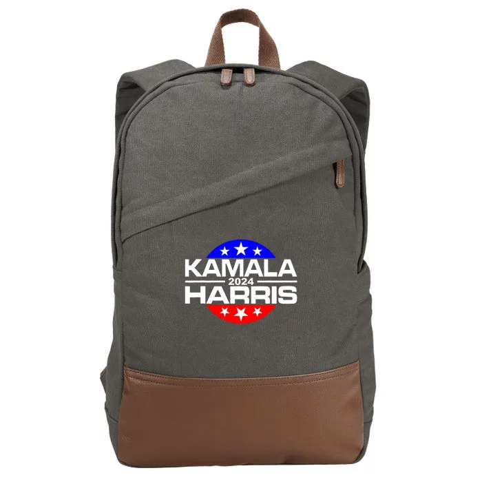 Kamala Harris 2024 For President Campaign Button Style Cotton Canvas Backpack