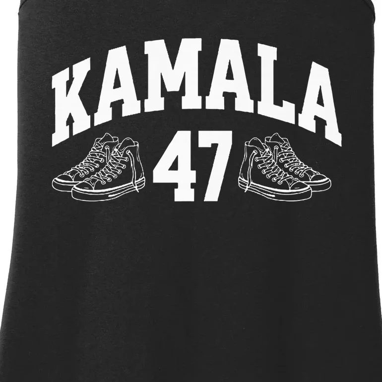 Kamala Harris 2024 47th President Chucks And Pearls Vote Premium Ladies Essential Tank