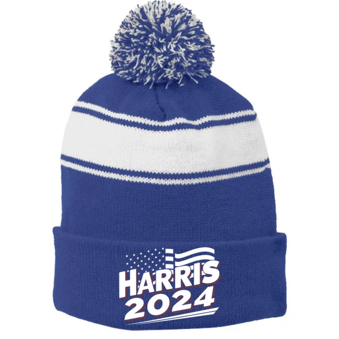 Kamala Harris 2024 For President I Am Speaking Vintage Flag Gift Stripe Pom Pom Beanie