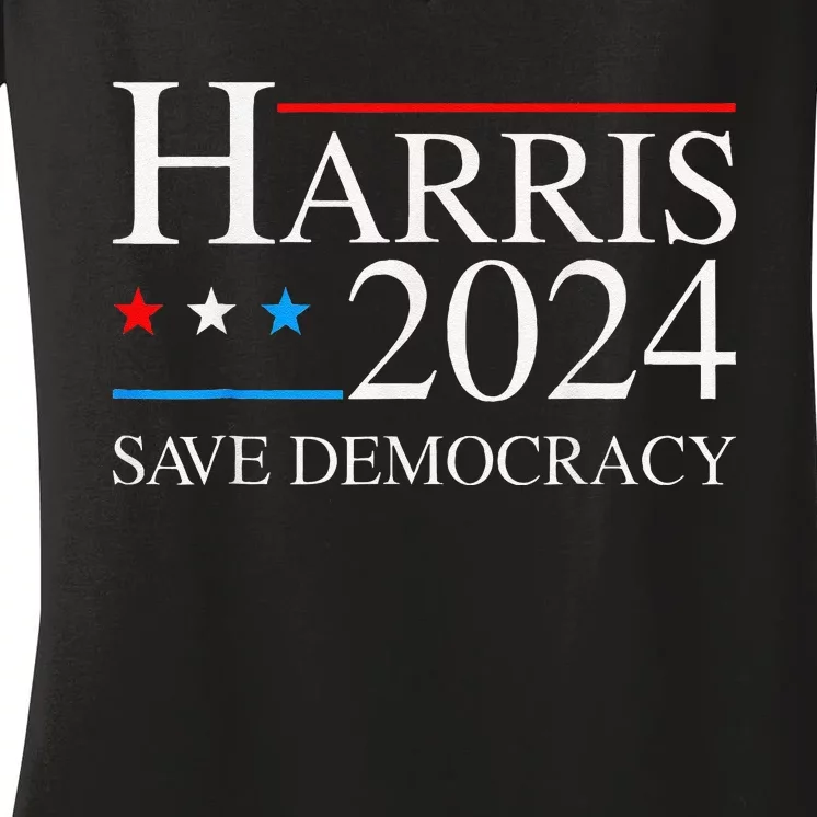 Kamala Harris 2024 Save Democratic Election Campaign Us Flag Women's V-Neck T-Shirt