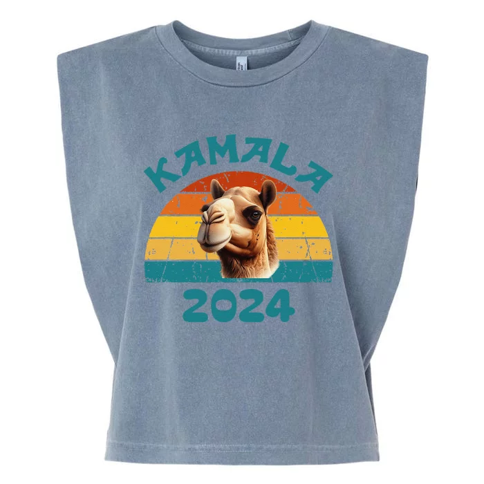 Kamala Harris 2024 For President Retro Camel Campaign Garment-Dyed Women's Muscle Tee