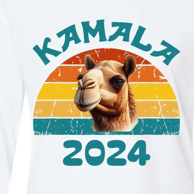 Kamala Harris 2024 For President Retro Camel Campaign Womens Cotton Relaxed Long Sleeve T-Shirt