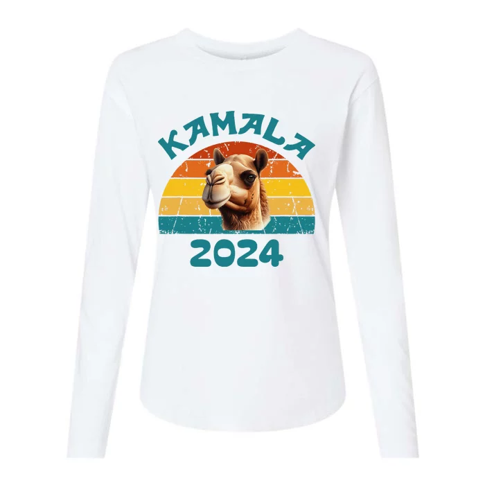 Kamala Harris 2024 For President Retro Camel Campaign Womens Cotton Relaxed Long Sleeve T-Shirt