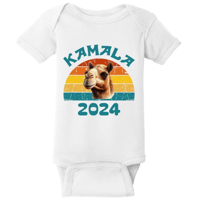 Kamala Harris 2024 For President Retro Camel Campaign Baby Bodysuit