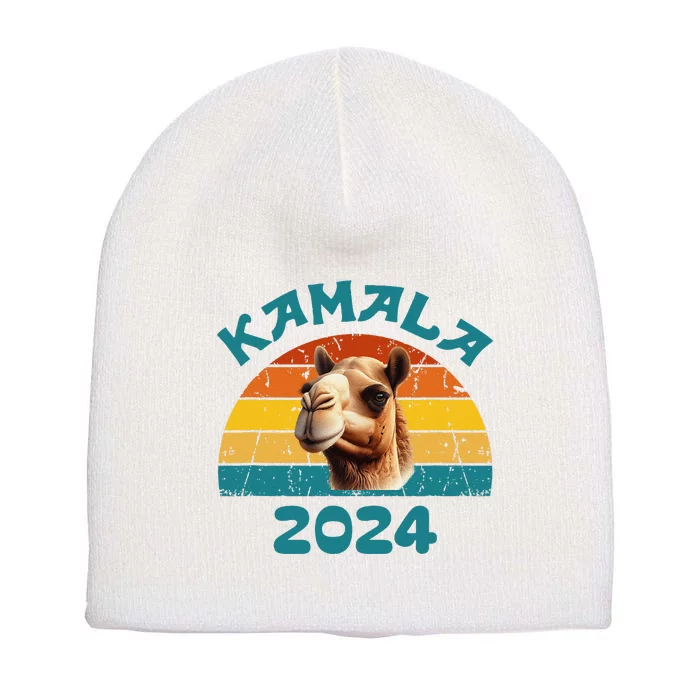 Kamala Harris 2024 For President Retro Camel Campaign Short Acrylic Beanie