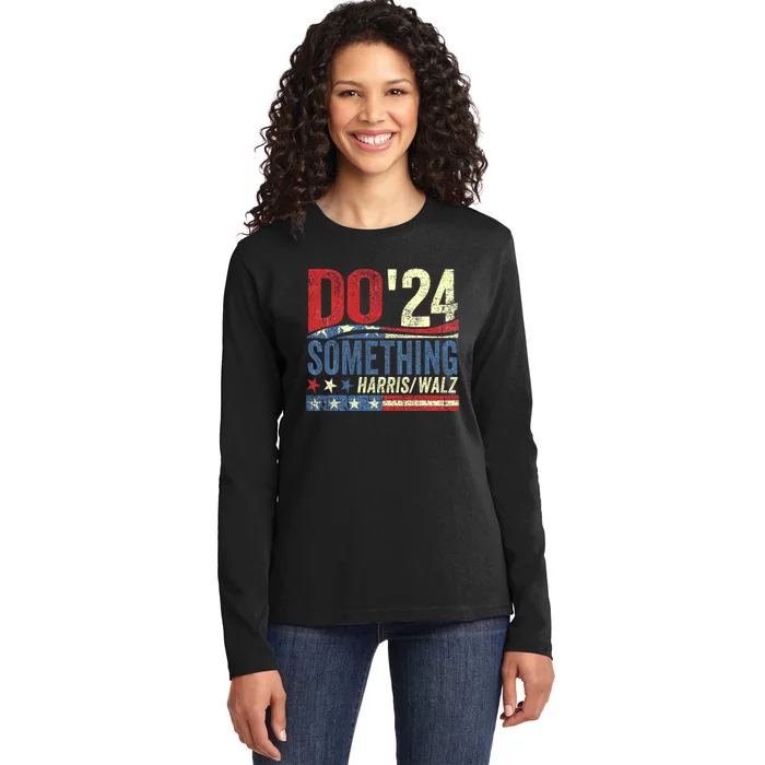 Kamala Harris 2024 Election Michelle Obama Do Something! Ladies Long Sleeve Shirt