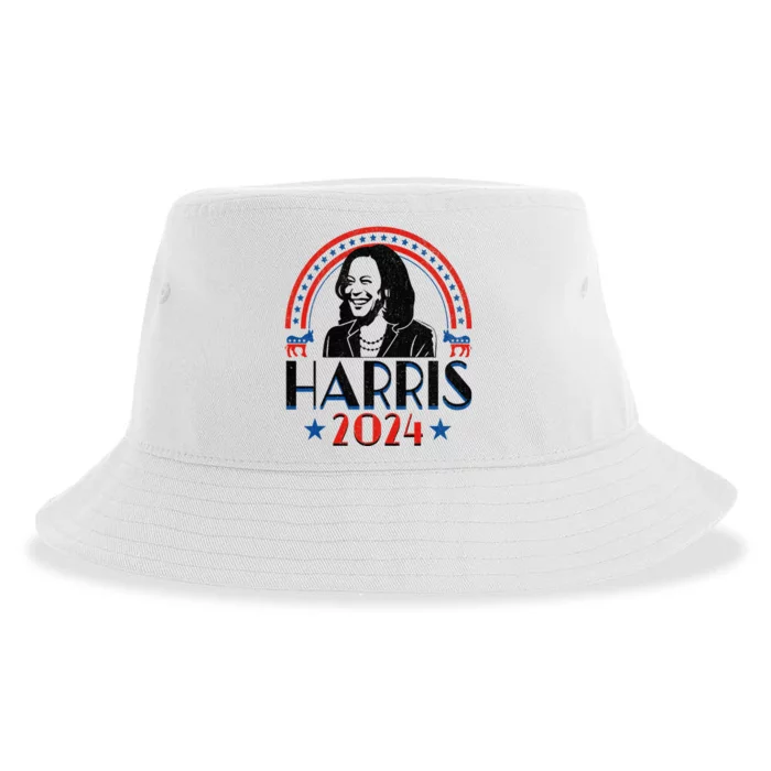 Kamala Harris 2024 Madam President Retro Vote Democrat Sustainable Bucket Hat