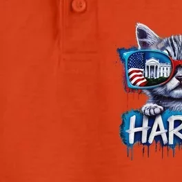 Kamala Harris 2024 Kitten With Patriotic Sunglasses Dry Zone Grid Performance Polo