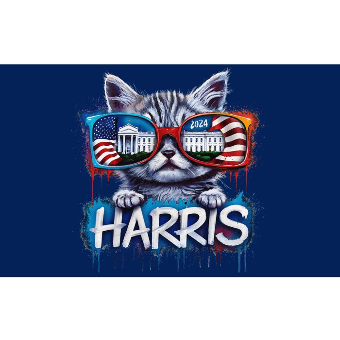 Kamala Harris 2024 Kitten With Patriotic Sunglasses Bumper Sticker