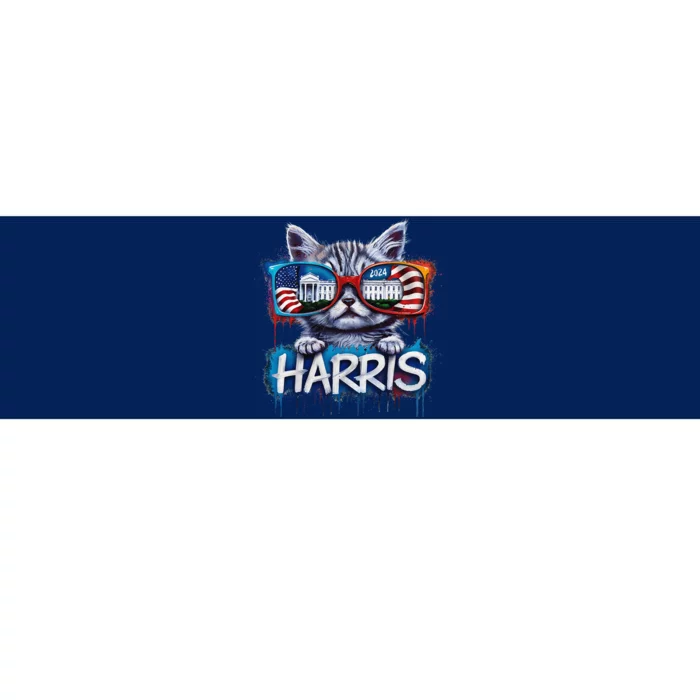 Kamala Harris 2024 Kitten With Patriotic Sunglasses Bumper Sticker