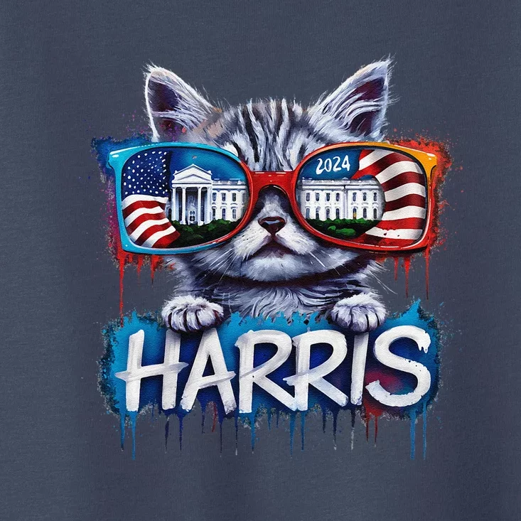 Kamala Harris 2024 Kitten With Patriotic Sunglasses Toddler T-Shirt