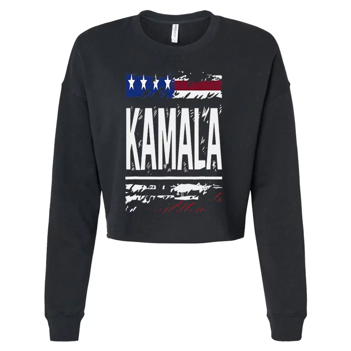 Kamala Harris 2024 24 Madam Vice President Democrat Grunge Cropped Pullover Crew