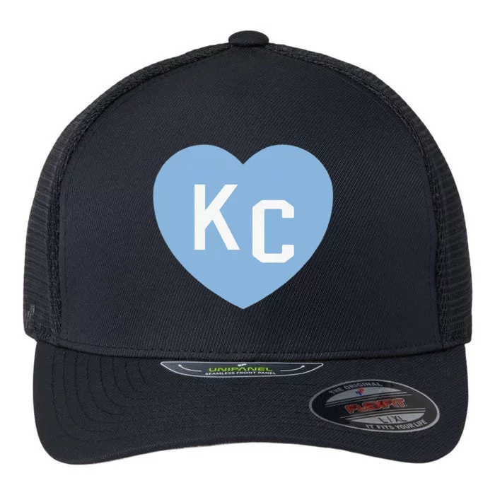 Kc Heart 2letter Kc Love Kc Powder Blue Kc Flexfit Unipanel Trucker Cap