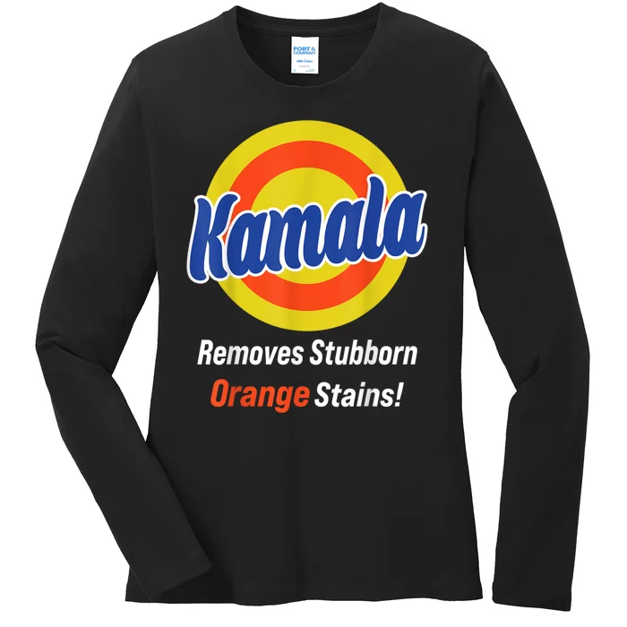 Kamala Harris 2024 Removes Stubborn Orange Stains Ladies Long Sleeve Shirt