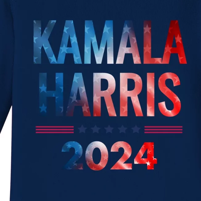 Kamala Harris 2024 For President Flag America Baby Long Sleeve Bodysuit