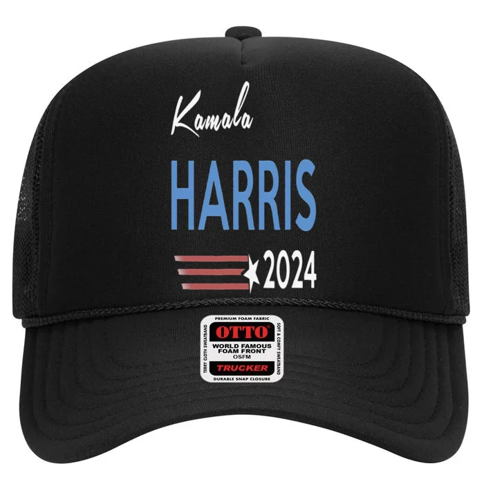 Kamala Harris 2024 For President Campaign High Crown Mesh Trucker Hat