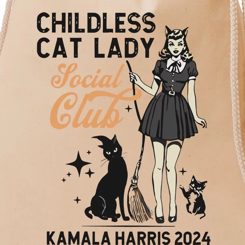 Kamala Harris 2024 Childless Cat Lady Social Club Drawstring Bag