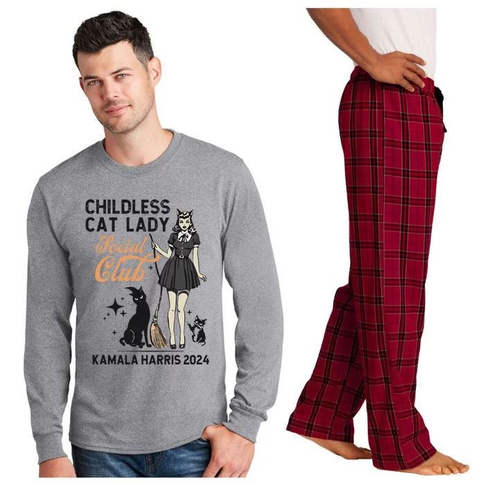 Kamala Harris 2024 Childless Cat Lady Social Club Long Sleeve Pajama Set