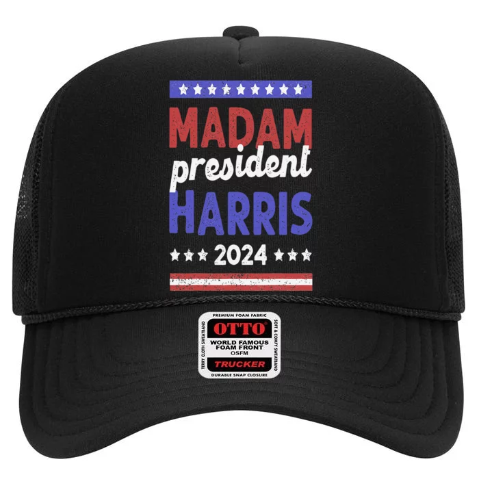 Kamala Harris 2024 Madam President IM Speaking Democrat High Crown Mesh Trucker Hat