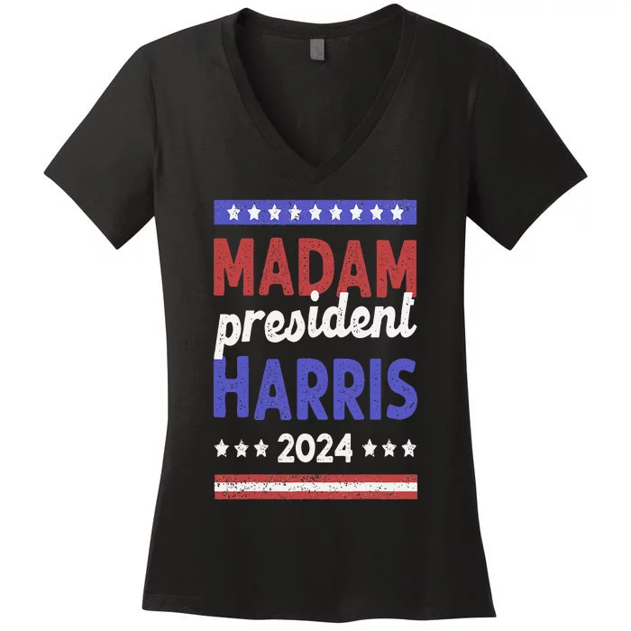 Kamala Harris 2024 Madam President IM Speaking Democrat Women's V-Neck T-Shirt