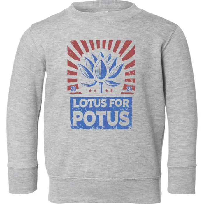 Kamala Harris 2024 President Campaign Lotus Vintage Us Flag Toddler Sweatshirt