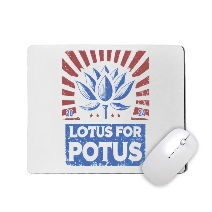 Kamala Harris 2024 President Campaign Lotus Vintage Us Flag Mousepad