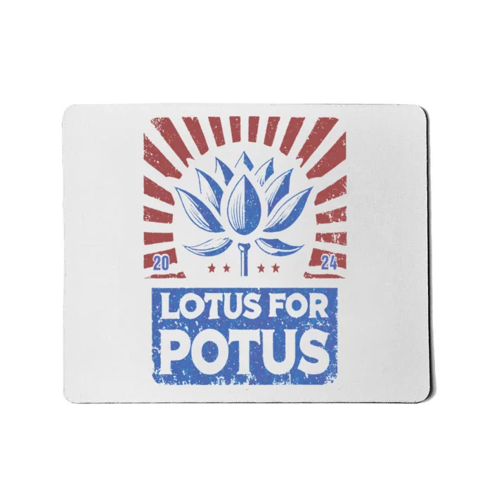 Kamala Harris 2024 President Campaign Lotus Vintage Us Flag Mousepad