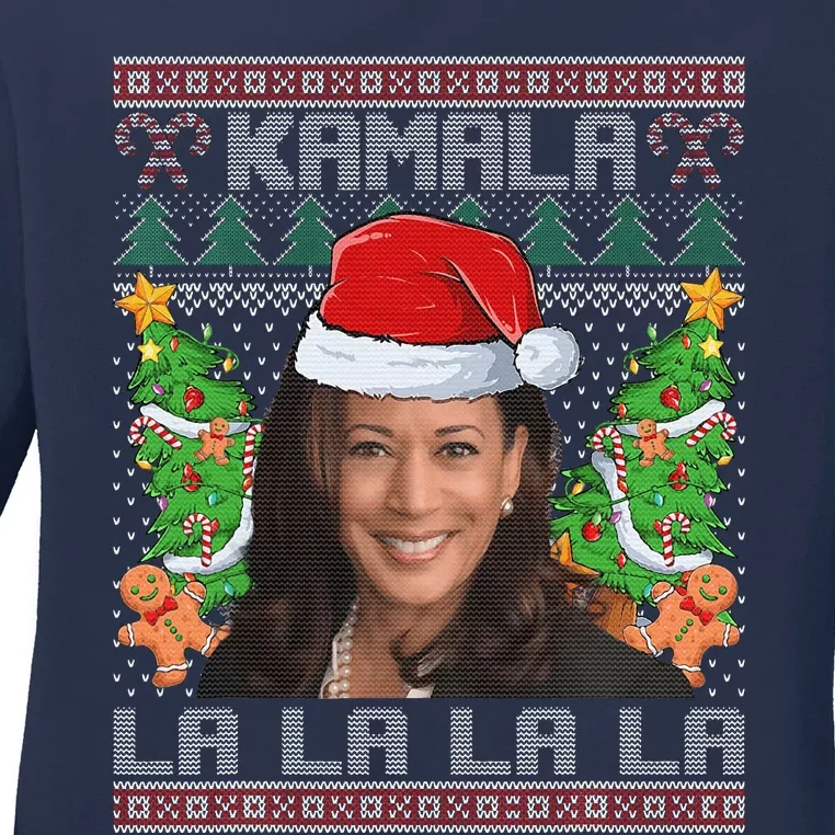 Kamala Harris 2024 Christmas Comma La Xmas Ladies Long Sleeve Shirt