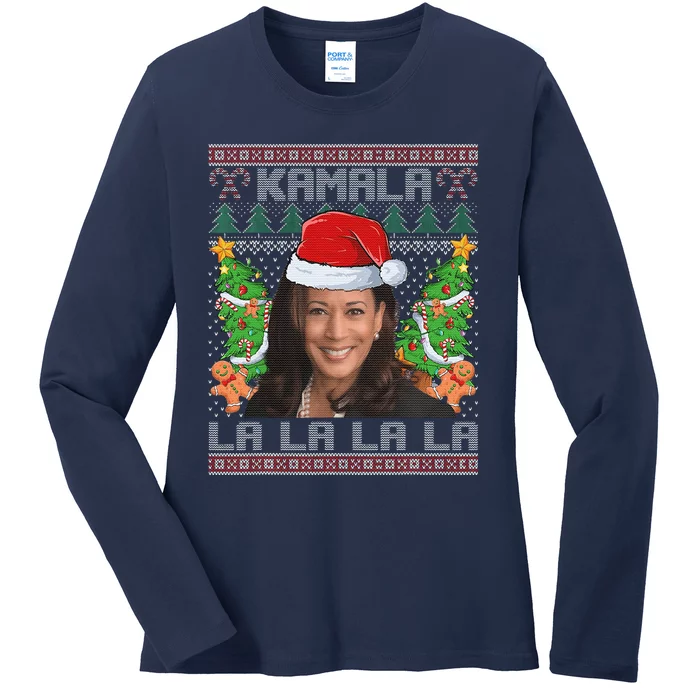 Kamala Harris 2024 Christmas Comma La Xmas Ladies Long Sleeve Shirt