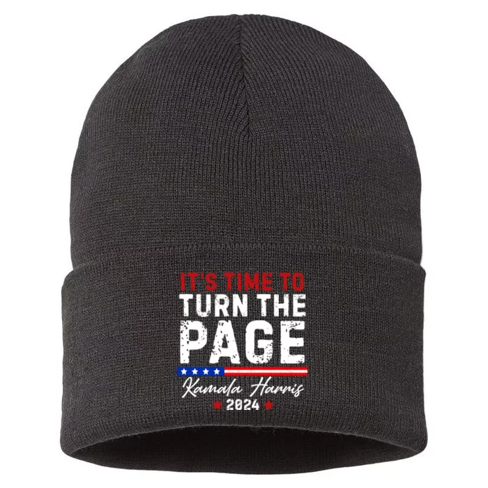 Kamala Harris 2024 ItS Time To Turn Page Sustainable Knit Beanie