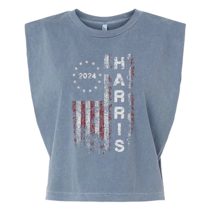 Kamala Harris 2024 For President Campaign Us Flag Vintage Gift Garment-Dyed Women's Muscle Tee