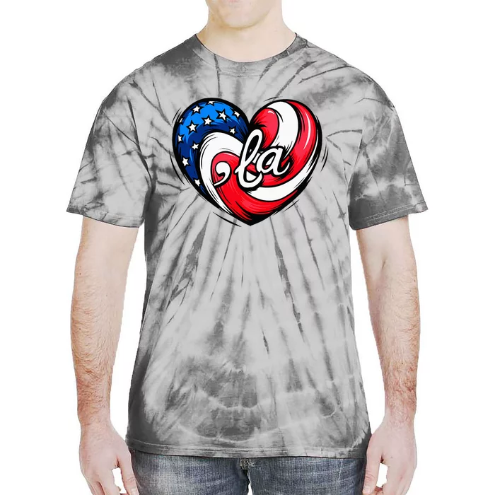 Kamala Harris 2024 American Flag Heart Comma La Patriotic Tie-Dye T-Shirt