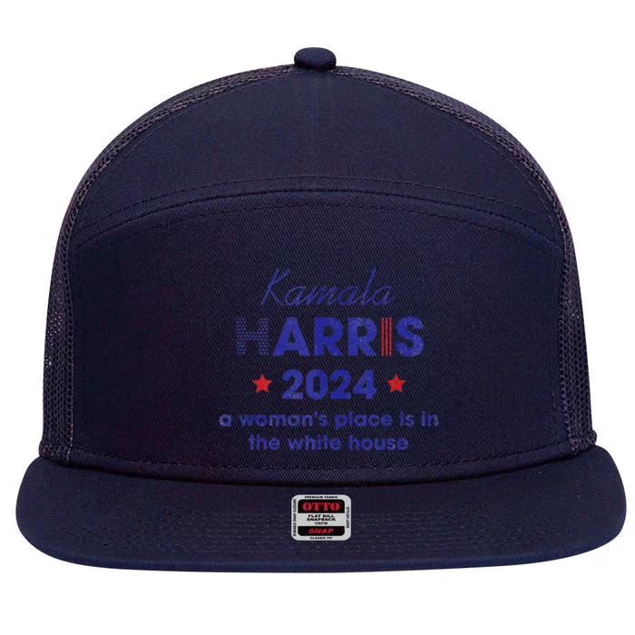 Kamala Harris 2024 A Womans Place Is In The White House 7 Panel Mesh Trucker Snapback Hat