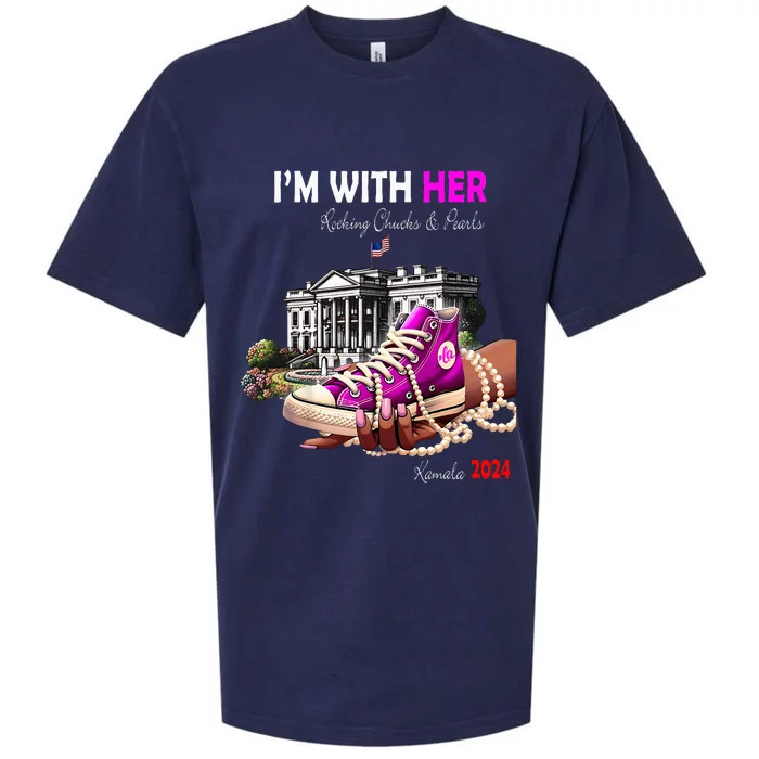 Kamala Harris 2024 IM With Her Rocking Chucks & Pearls Sueded Cloud Jersey T-Shirt