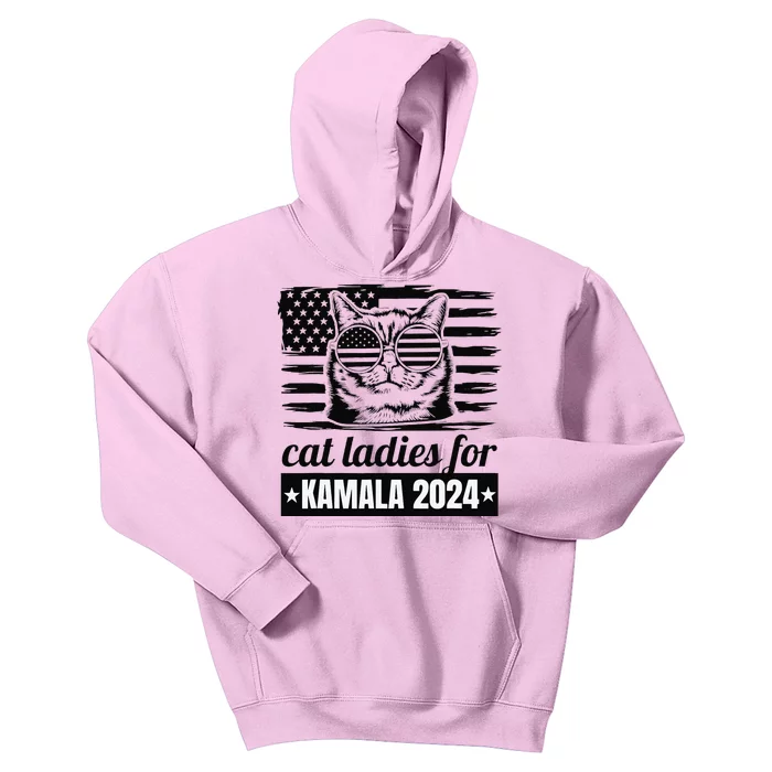 Kamala Harris 2024 Cat Lady Voting Cats Feminine Funny Kids Hoodie