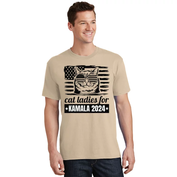 Kamala Harris 2024 Cat Lady Voting Cats Feminine Funny T-Shirt