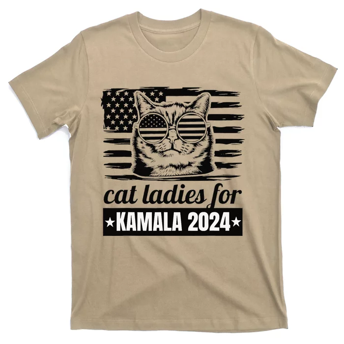 Kamala Harris 2024 Cat Lady Voting Cats Feminine Funny T-Shirt