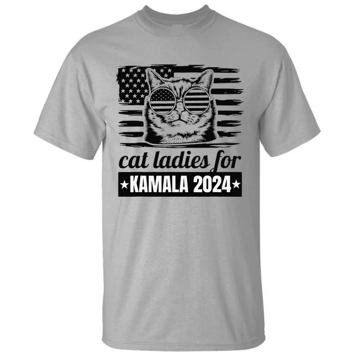 Kamala Harris 2024 Cat Lady Voting Cats Feminine Funny Tall T-Shirt