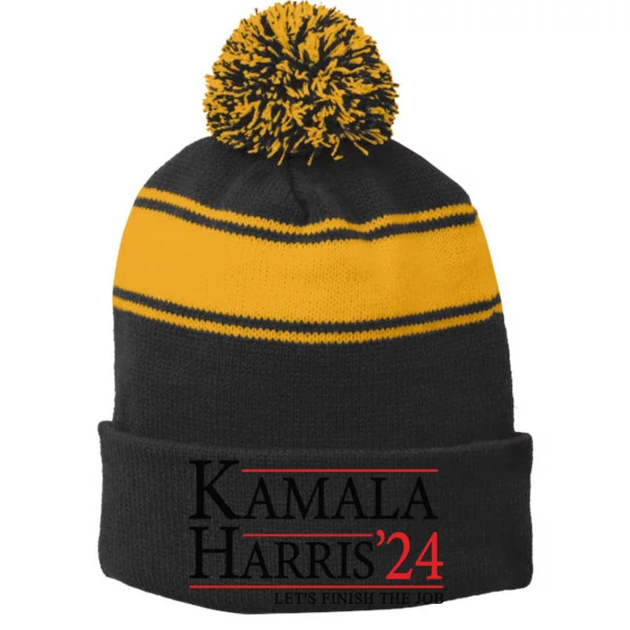 Kamala Harris 2024 Support Graphic Stripe Pom Pom Beanie