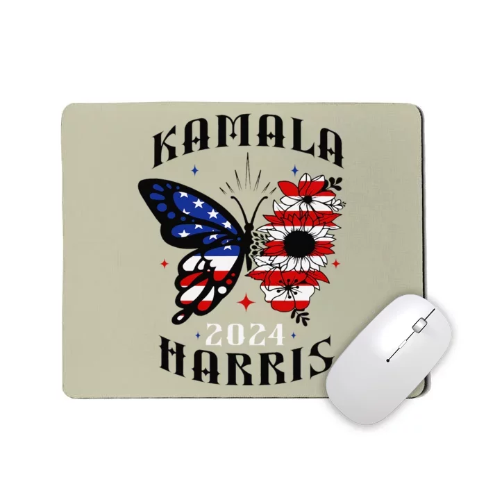 Kamala Harris 2024 Feminine Butterfly Sunflower Vote Women Mousepad