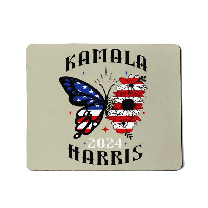 Kamala Harris 2024 Feminine Butterfly Sunflower Vote Women Mousepad