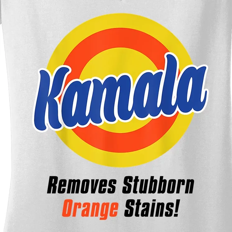 Kamala Harris 2024 Removes Stubborn Stains Funny Women's V-Neck T-Shirt