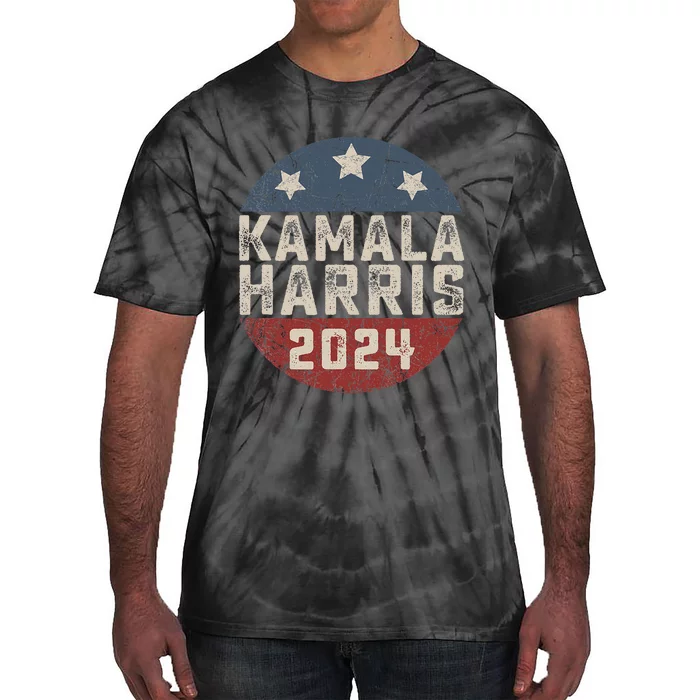 Kamala Harris 2024 For President Retro Button Election Tie-Dye T-Shirt