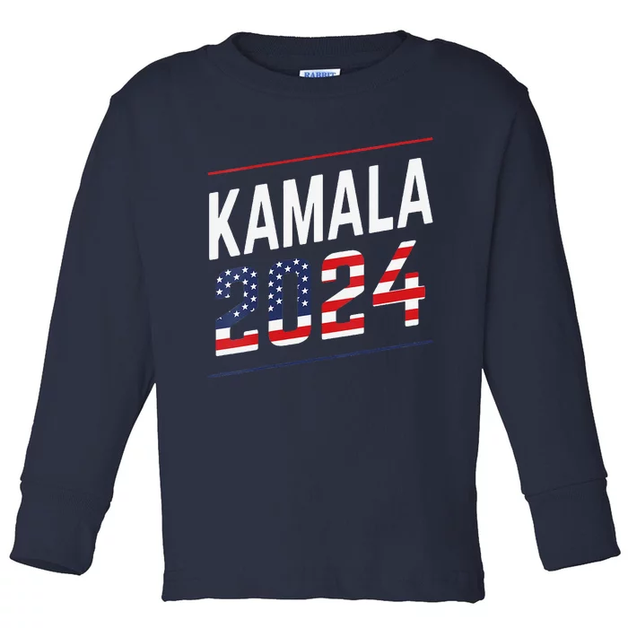 Kamala Harris 2024 President Campaign Toddler Long Sleeve Shirt