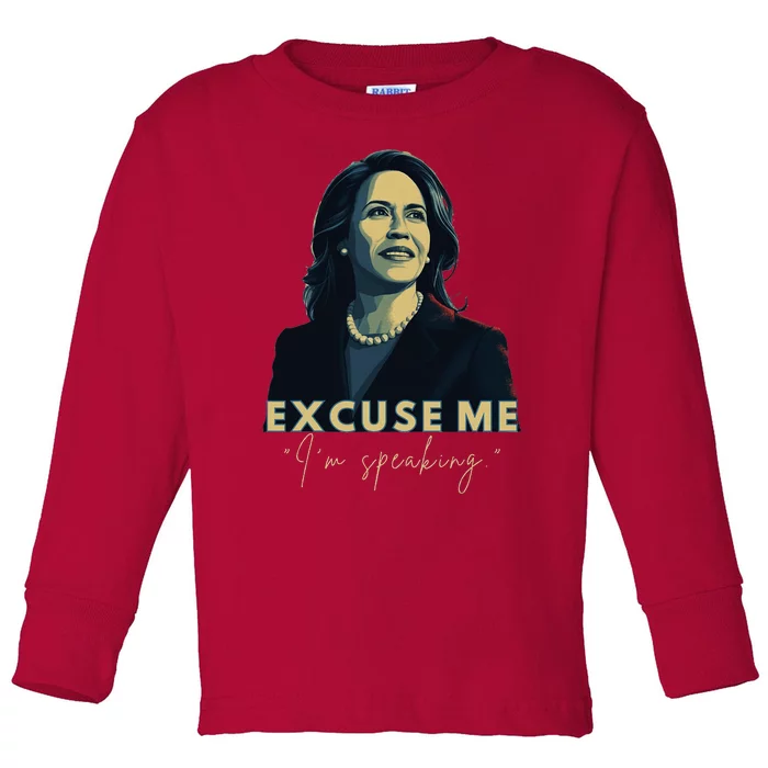 Kamala Harris 2024 Excuse Me IM Speaking Funny Saying Toddler Long Sleeve Shirt